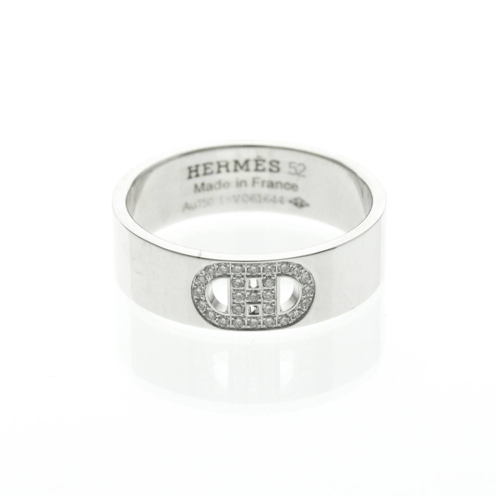 HERMES 18k Silver Diamond Ring